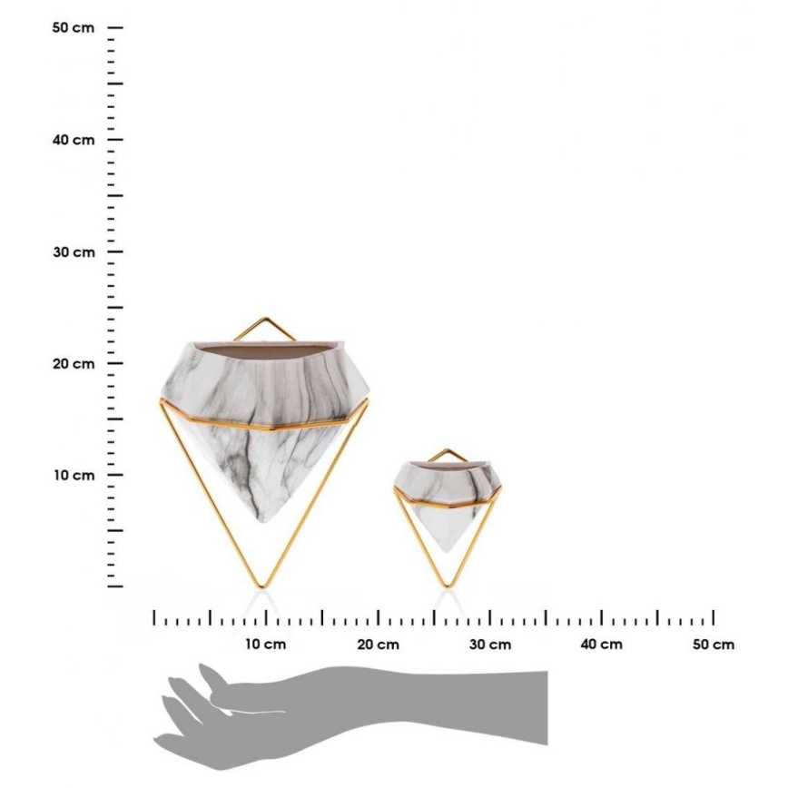 CONJUNTO 2x Vaso de parede para flores SEMELA 23x20 cm dourado