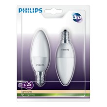 CONJUNTO 2x Vela LED Philips E14/4W/230V - CANDLE