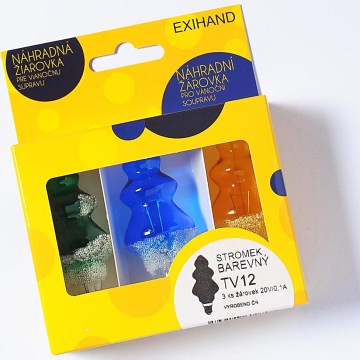 CONJUNTO 3 x Lâmpada de substituição TREE E10/20V/0,1A colorido Fabricado na Europa