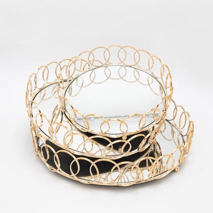 CONJUNTO 3x Bandejas decorativa diâmetro 27/33/37 cm dourado