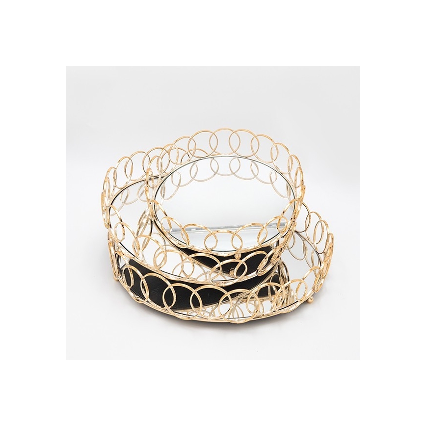 CONJUNTO 3x Bandejas decorativa diâmetro 27/33/37 cm dourado