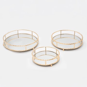 CONJUNTO 3x Bandejas decorativa diâmetro 27/33/37 cm dourado
