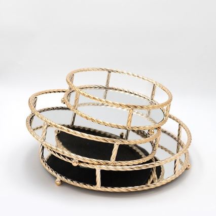 CONJUNTO 3x Bandejas decorativa diâmetro 27/33/37 cm dourado