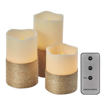 CONJUNTO 3x Decoração de Natal LED 3xLED/3x3AAA + controlo remoto