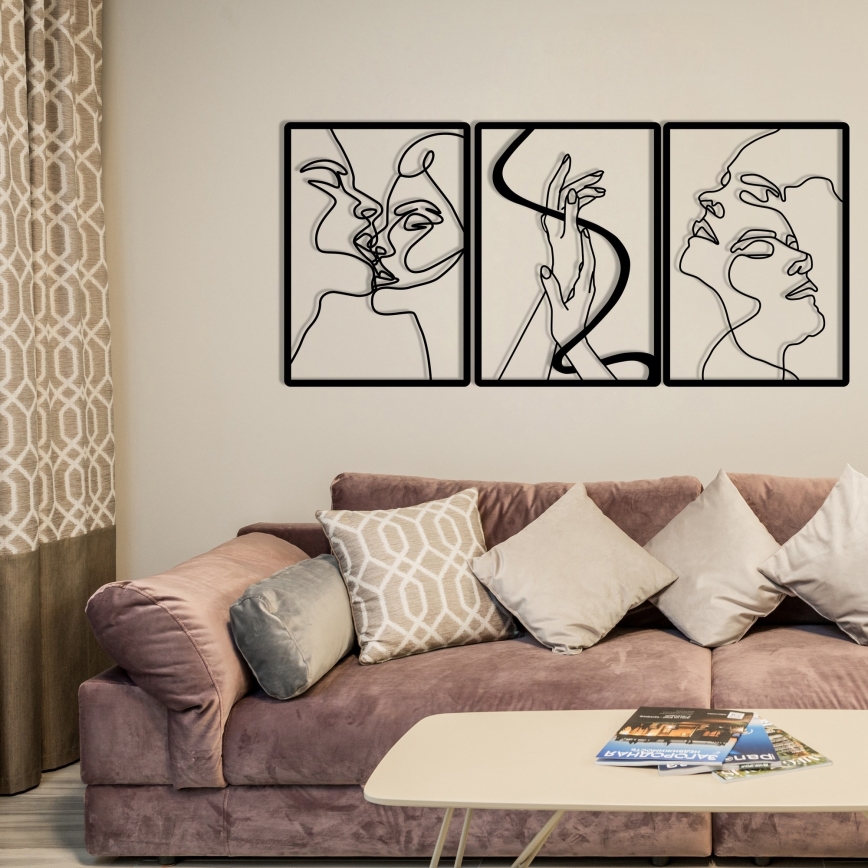 CONJUNTO 3x Decorações de parede 109x50 cm amor metal