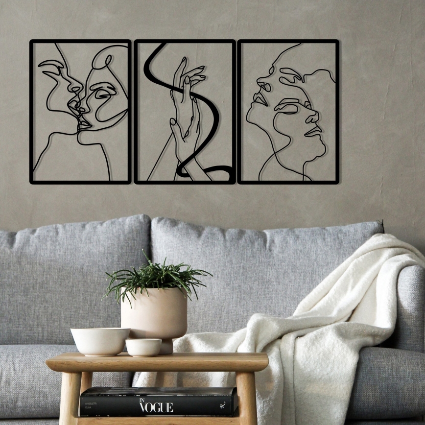 CONJUNTO 3x Decorações de parede 109x50 cm amor metal