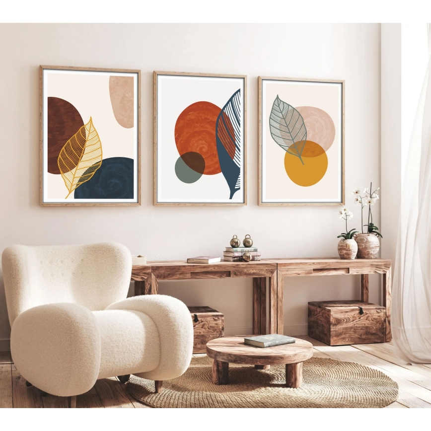 CONJUNTO 3x Fotografias numa moldura 50x70 cm colorido