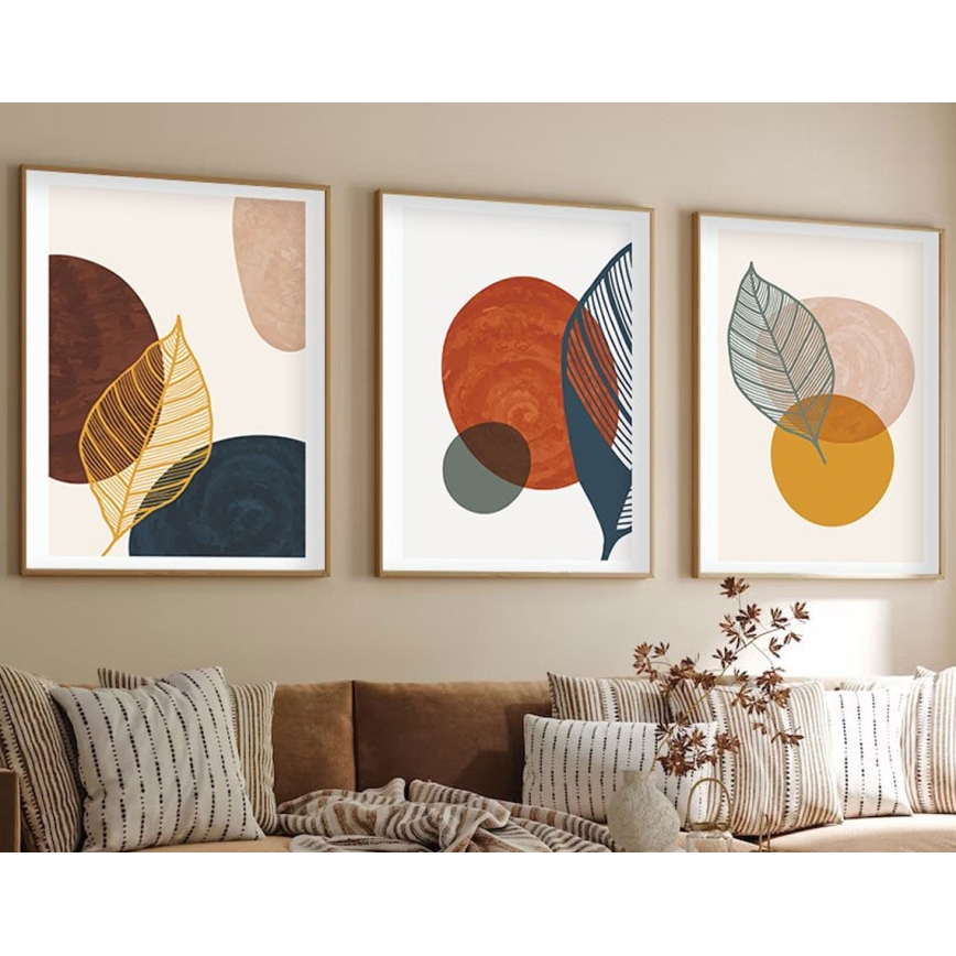 CONJUNTO 3x Fotografias numa moldura 50x70 cm colorido