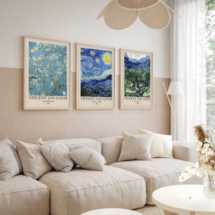 CONJUNTO 3x Fotografias numa moldura 50x70 cm Vincent van Gogh