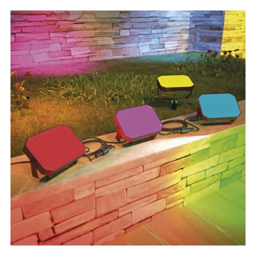 CONJUNTO 3x Holofotes LED RGBIC para exterior com regulação LED/14W/230V 3000-6500K IP65 Wi-Fi Tuya