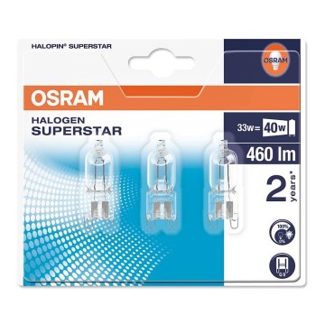 CONJUNTO 3x Lâmpada Halógena HALOPIN G9/33W/230V 2700K - Osram
