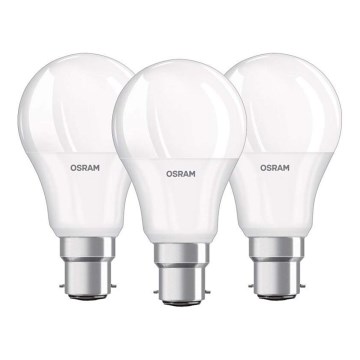 CONJUNTO 3x Lâmpada LED B22d/8,5W/230V 2700K - Osram