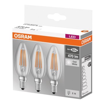 CONJUNTO 3x Lâmpada LED BASE VINTAGE B40 E14/4W/230V 4000K – Osram