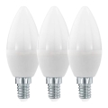 CONJUNTO 3x Lâmpada LED C37 E14/6W/230V 3000K - Eglo 12884