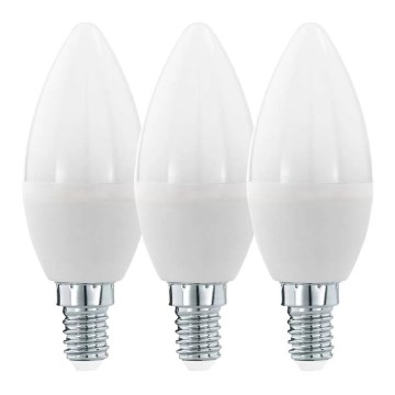 CONJUNTO 3x Lâmpada LED C37 E14/6W/230V 3000K - Eglo 12884