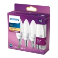 CONJUNTO 3x Lâmpada LED Philips B35 E14/4W/230V 2700K