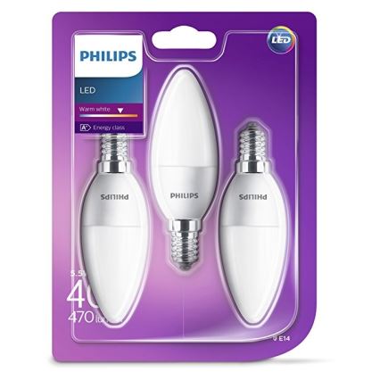 CONJUNTO 3x Lâmpada LED Philips B35 E14/5,5W/230V