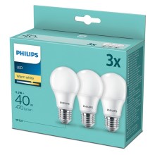 CONJUNTO 3x Lâmpada LED Philips E27/5,5W/230V 2700K