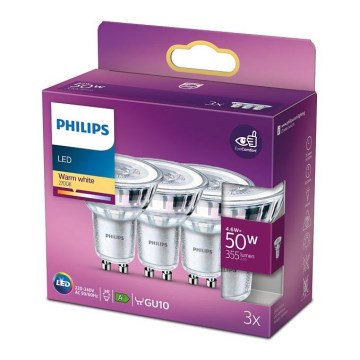 CONJUNTO 3x Lâmpada LED Philips GU10/4,6W/230V 2700K