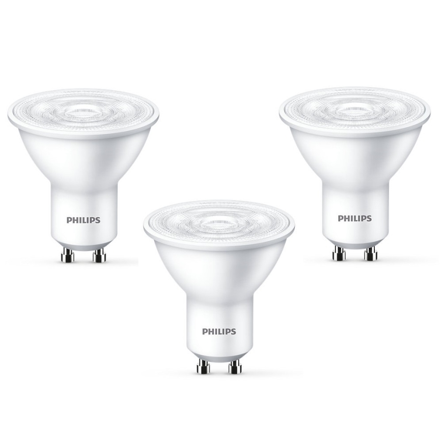 CONJUNTO 3x Lâmpada LED Philips GU10/4,7W/230V 2700K