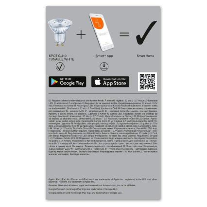 CONJUNTO 3x Lâmpada LED RGBW com regulação SMART + GU10/5W/230V 2700K-6500K Wi-Fi - Ledvance