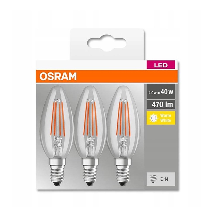 CONJUNTO 3x Lâmpada LED VINTAGE B40 E14/4W/230V 2700K - Osram