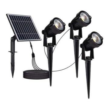 CONJUNTO 3x Lâmpada solar LED para exterior 3xLED/1,2W/3,7V IP65 3000K 4000 mAh