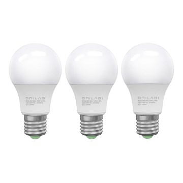 CONJUNTO 3x Lâmpadas LED ECOLINE A60 E27/10W/230V 4000K - Brilagi