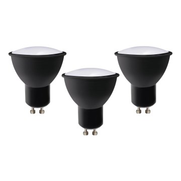 CONJUNTO 3x Lâmpadas LED ECOLINE GU10/6W/230V 4000K preto - Brilagi