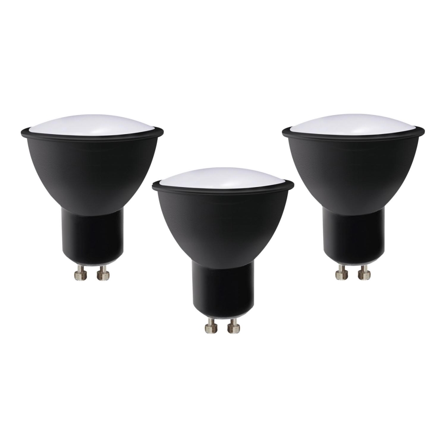 CONJUNTO 3x Lâmpadas LED ECOLINE GU10/6W/230V 4000K preto - Brilagi