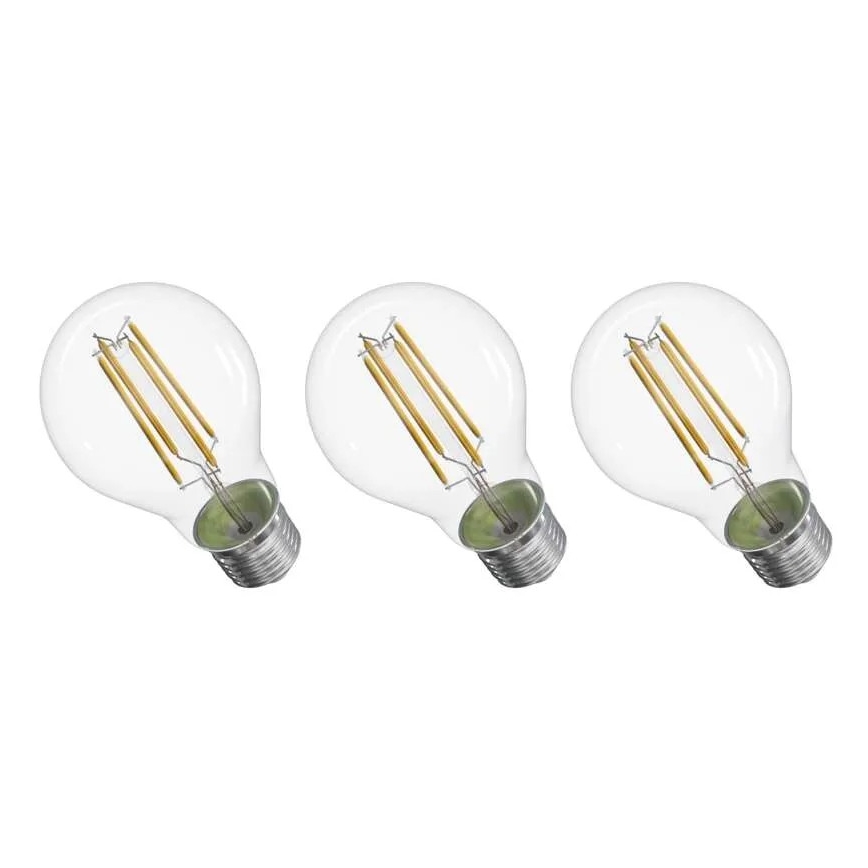 CONJUNTO 3x Lâmpadas LED FILAMENT A60 E27/3,8W/230V 2700K Classe energética A