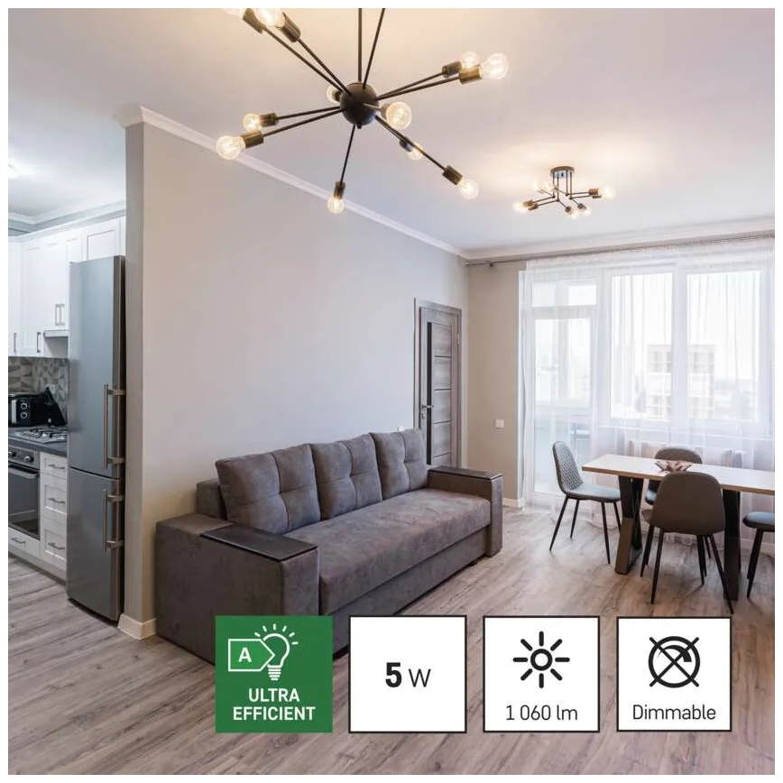 CONJUNTO 3x Lâmpadas LED FILAMENT A60 E27/5W/230V 2700K Classe energética A