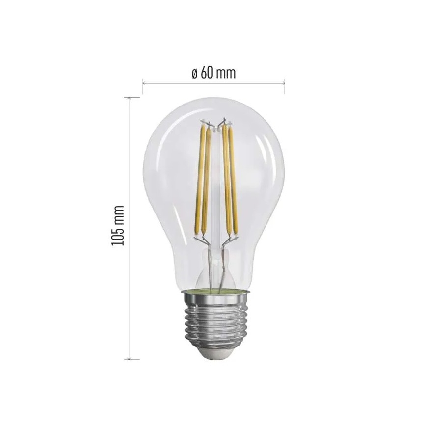 CONJUNTO 3x Lâmpadas LED FILAMENT A60 E27/5W/230V 4000K Classe energética A