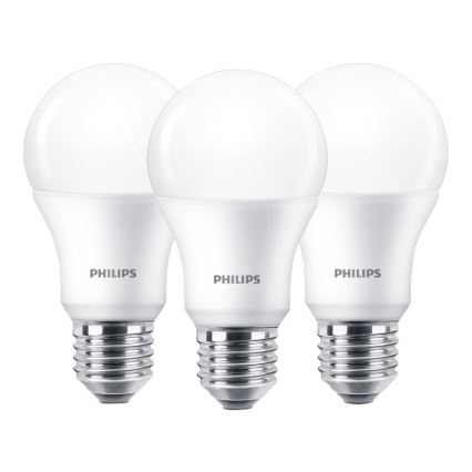 Conjunto 3x Lâmpadas LED Philips E27/9W/230V 2700K