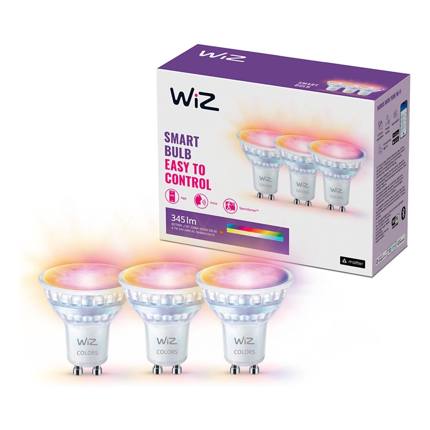 CONJUNTO 3x Lâmpadas LED RGBW com regulação PAR16 GU10/4,7W/230V 2200-6500K Wi-Fi - WiZ