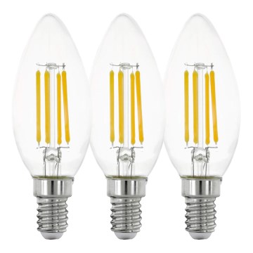 CONJUNTO 3x Lâmpadas LED VINTAGE C35 E14/4W/230V 2700K - Eglo 12811