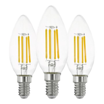 CONJUNTO 3x Lâmpadas LED VINTAGE C35 E14/7W/230V 2700K - Eglo 110304