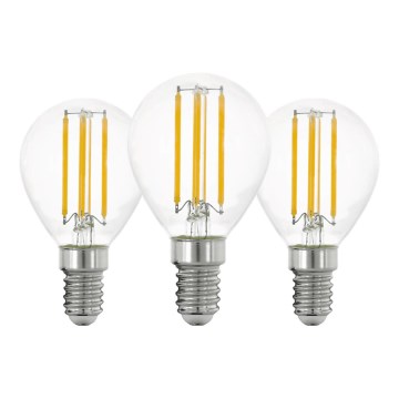 CONJUNTO 3x Lâmpadas LED VINTAGE P45 E14/7W/230V 2700K - Eglo 110303