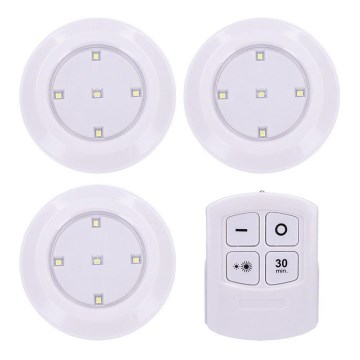 CONJUNTO 3x LED Luz com regulação com controlo remoto LED/3xAAA