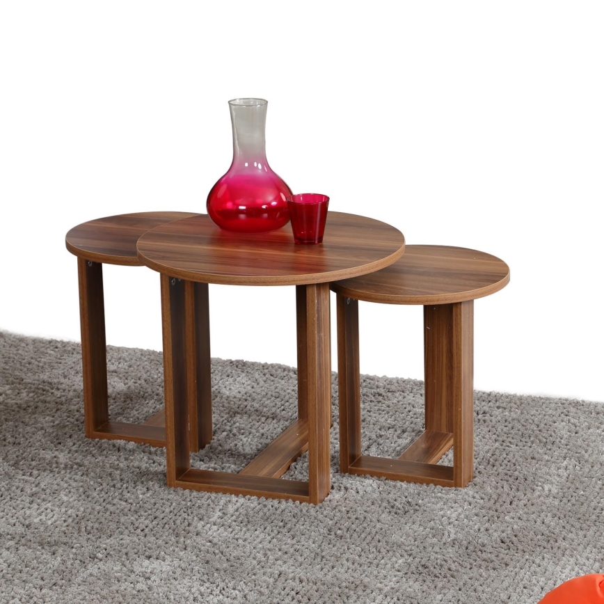 CONJUNTO 3x Mesa de apoio MIRA castanha
