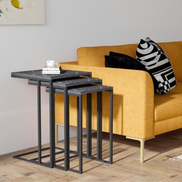 CONJUNTO 3x Mesa de apoio preta