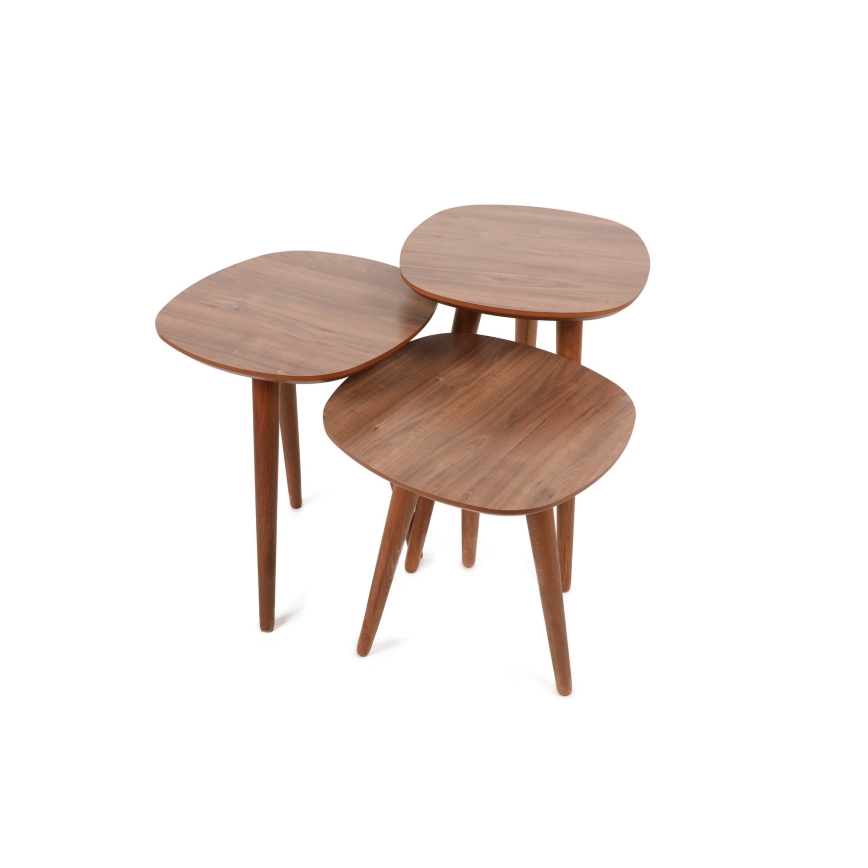 CONJUNTO 3x Mesa de apoio TYN castanha