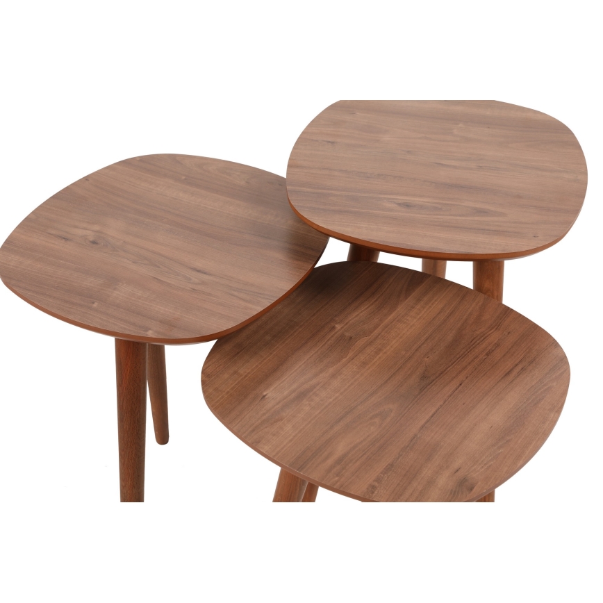 CONJUNTO 3x Mesa de apoio TYN castanha