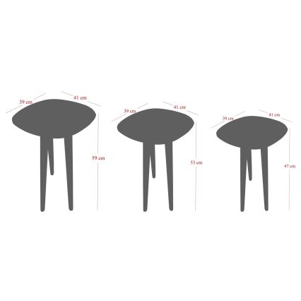 CONJUNTO 3x Mesa de apoio TYN castanha