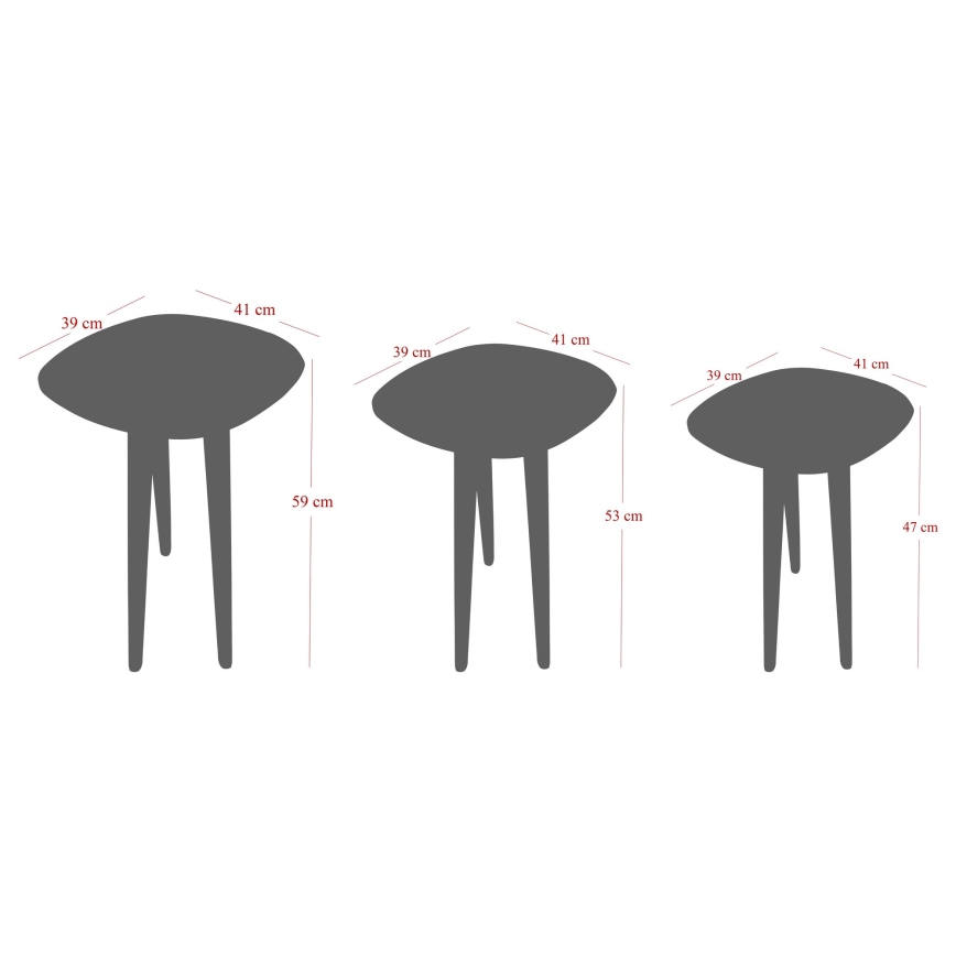 CONJUNTO 3x Mesa de apoio TYN castanha