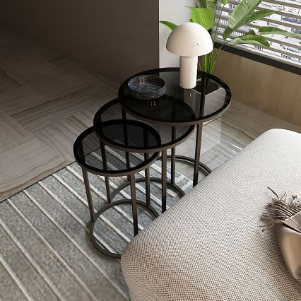 CONJUNTO 3x Mesa de cabeceira ALYA diâmetro 34/42/50 cm preto