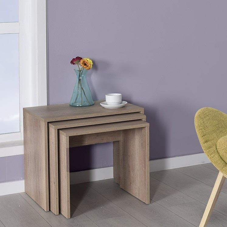 CONJUNTO 3x Mesa de centro castanho