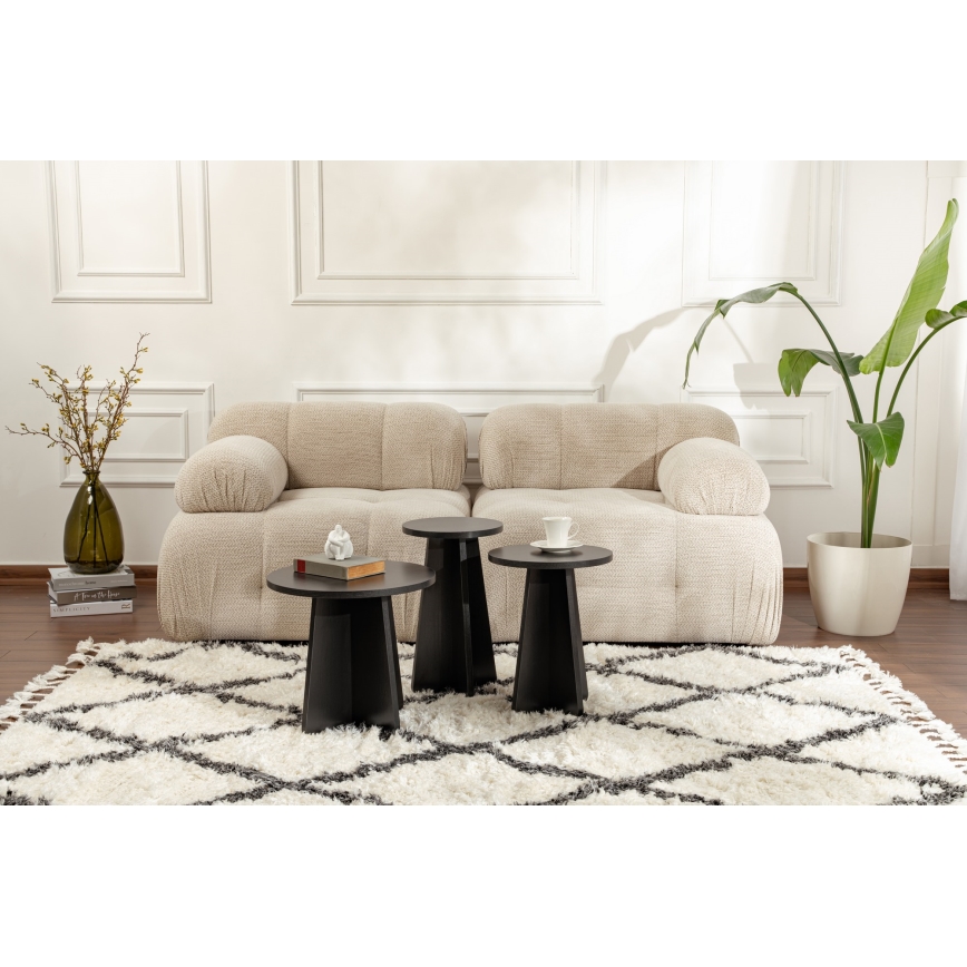 CONJUNTO 3x Mesa de Apoio LUME diâmetros 28/33/43 cm preta