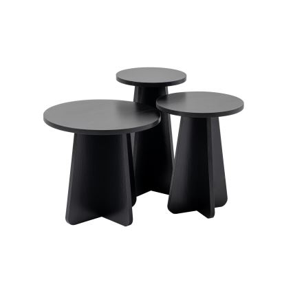 CONJUNTO 3x Mesa de Apoio LUME diâmetros 28/33/43 cm preta