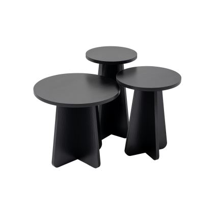 CONJUNTO 3x Mesa de Apoio LUME diâmetros 28/33/43 cm preta